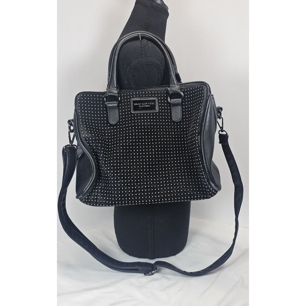 Marc New York Studded Black Satchel Crossbody Bag Edgy Rocker Purse
